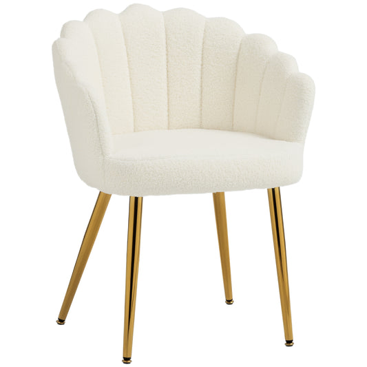 Lounge Chair Petal-Back Armchair Metal Legs for Living Room Bedroom Cream
