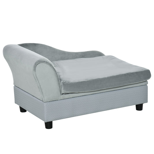 Pet Sofa Chair, with Storage, Cushion, for Small Dogs, Cats - Light Grey