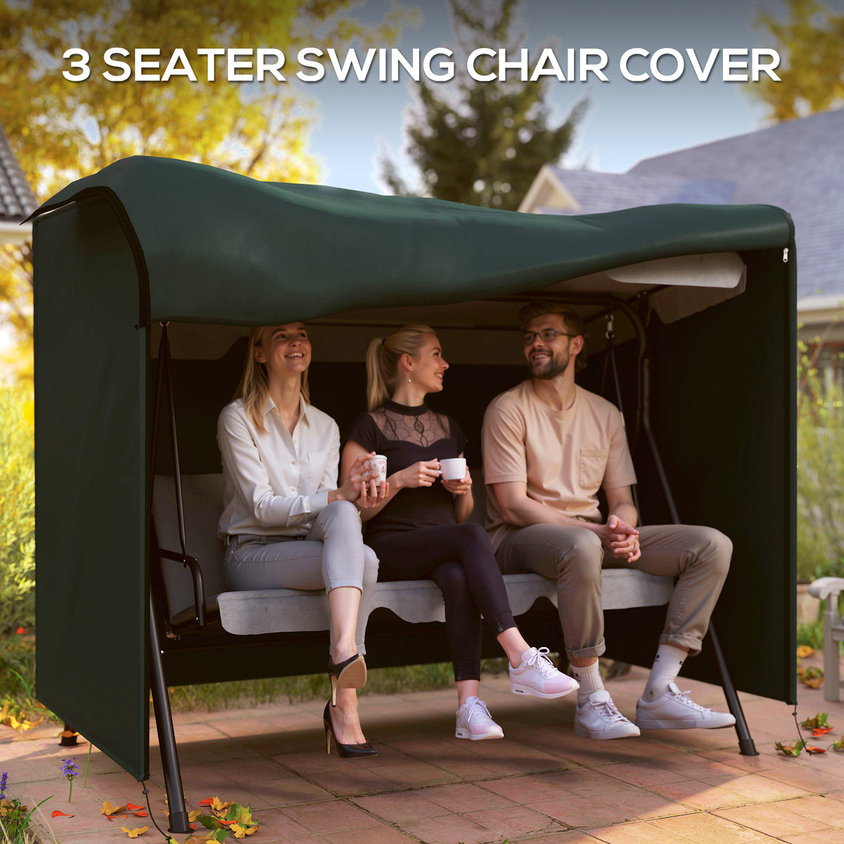 152 x 177cm Three-Seater Swing Chair Protective Cover Green