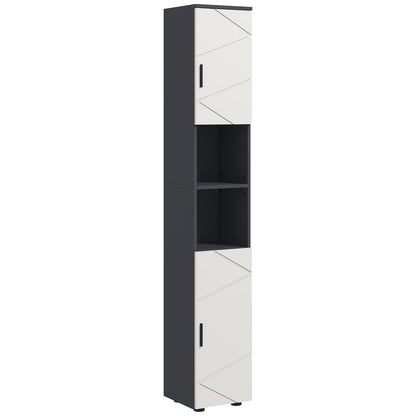 Line Embossed Tall Bathroom Storage Cabinet with Three-position Adjustable Shelves for Minimalist Style
