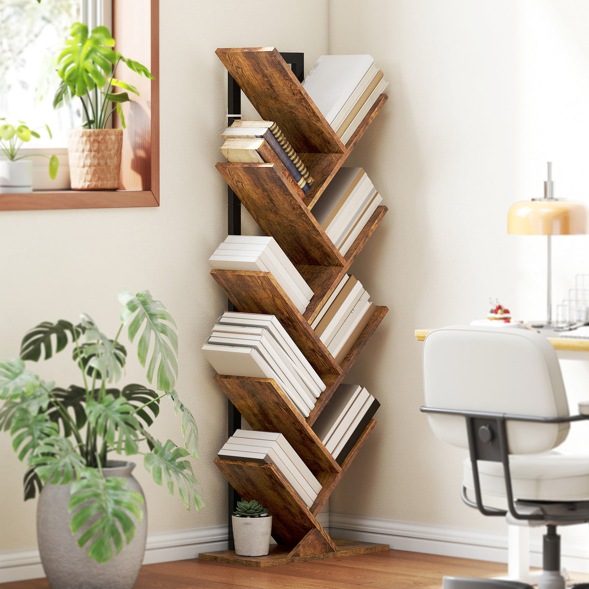 Eight-Section Tree Bookcase - Wood-Effect