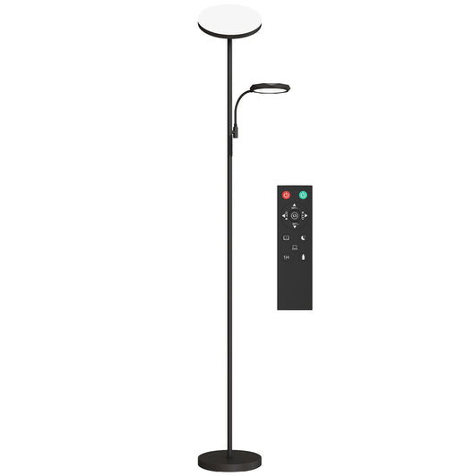 LED Floor Lamp for Living Room, Stepless Dimmable Standing Lamp, Mother and Child Uplighter with Reading Light, 4 Scene Modes, 2700K-6500K Colour Temps, 4 Brightness Levels, Remote Control