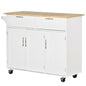 Kitchen Island Utility Cart, with 2 Storage Drawers & Cabinets for Dining Room, White