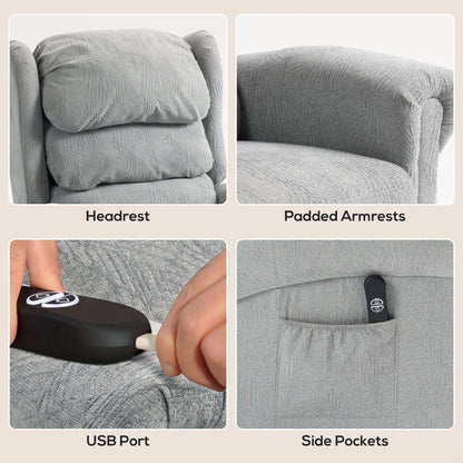 Velvet-Feel Electric Riser Recliner Chair - Grey