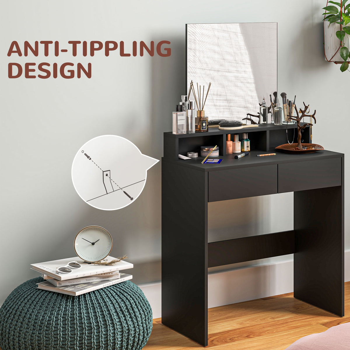 Multi-Storage Dressing Table, with Mirror