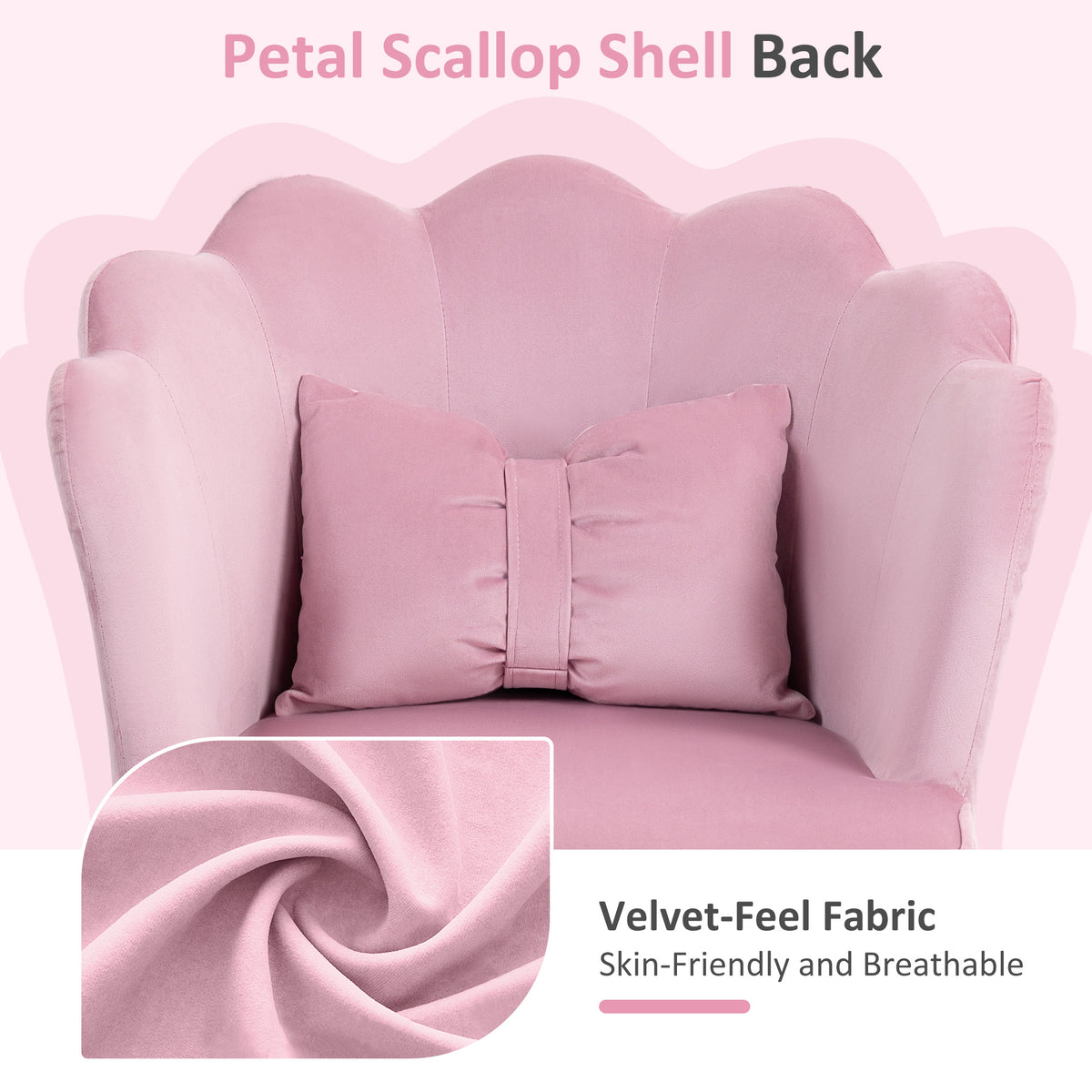 Velvet-Feel Petal Back Office Chair - Pink
