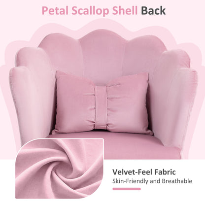 Velvet-Feel Petal Back Office Chair - Pink