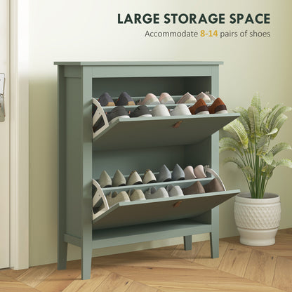 Modern Two-Drawer Shoe Cabinet - Green