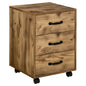 3 Drawer File Cabinet, Mobile Filing Cabinet on Wheels for Home Office, Study, Rustic Brown