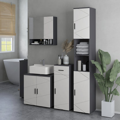 Under Sink Bathroom Cabinet, Bathroom Sink Cabinet with Soft-Close Doors, Adjustable Shelf, 10 x 20cm U Shaped Cut-Out, Storage Cupboard for Basin without Pedestal, Light Grey