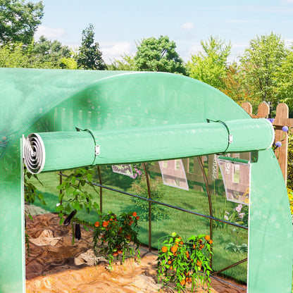 4 x 3 x 2m Polytunnel Greenhouse Replacement Cover ONLY Winter Garden Plant PE Cover for Tunnel Walk-in Greenhouse with Roll-up Windows Door Outdoor, Green