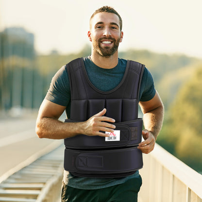 10kg Weighted Vest, Adjustable Running Weight Vest with 38 Weight Bags for Men or Women Cardio Exercise, Black