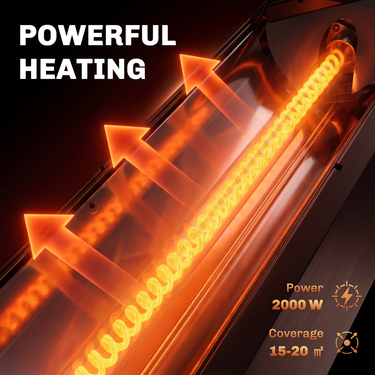 2000 W Electric Infrared Patio Heater with Cover, Free Standing/Wall Mounted IP65 Outdoor Garden Heater, Black