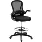 Adjustable Mesh Standing Desk Chair with Flip-up Armrests Lumbar Support Armrests Adjustable Footrest Ring Black