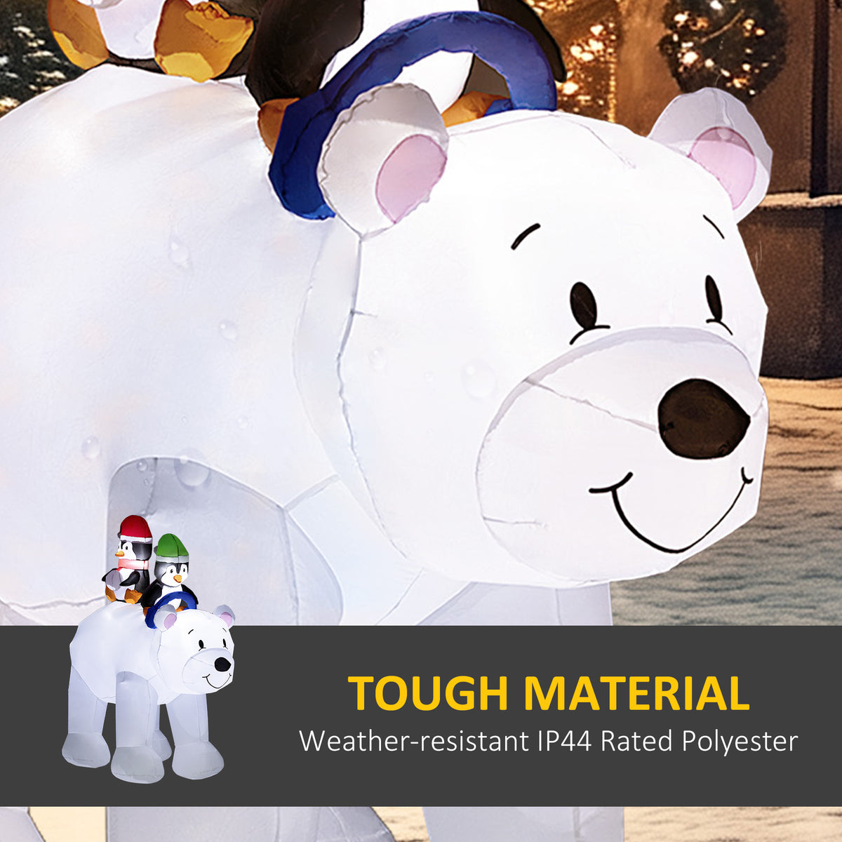 6.4ft Inflatable Polar Bear and Penguin Christmas Inflatable
