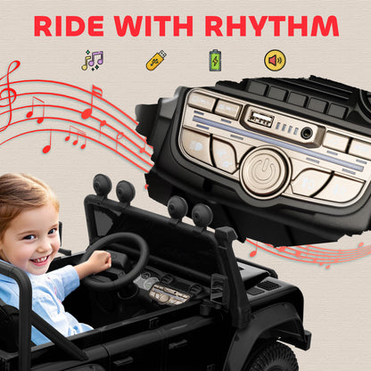 Kids Ride On Car with Remote Control, Music, Horn, 4 Spring Suspension Wheels, LED Lights for 3-5 Years Old