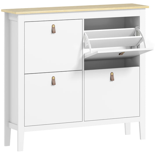 Modern Four-Drawer Shoe Cabinet - White