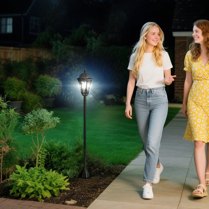 2 PCS 1.3M Garden Solar Lamp Post Lights Solar Powered LED Lantern Patio Pathway Walkway Outdoor Water-Resist Auto Switch 6 Hours Black