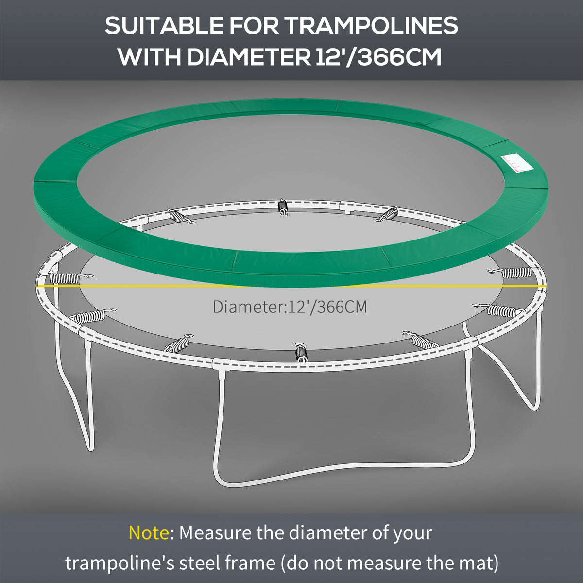 12FT Trampoline Spring Cover, Plastic Trampoline Pad Replacement Safety Guard, Green