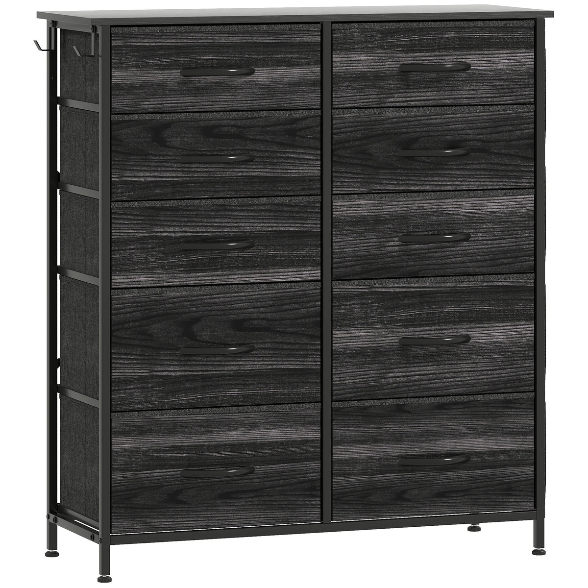 Chest of Ten Fabric Drawers - Black