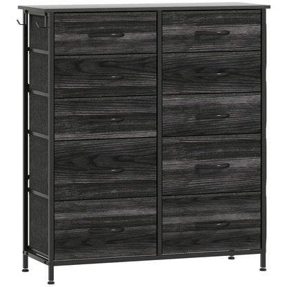 Chest of Ten Fabric Drawers - Black