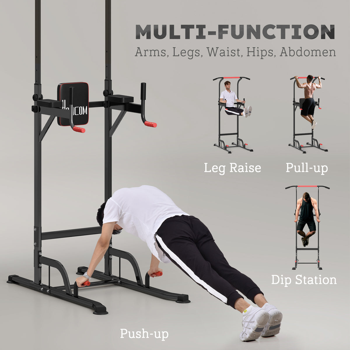 Power Tower Station with Dip Stand, Pull Up Bar Home Office Gym Training Workout Equipment
