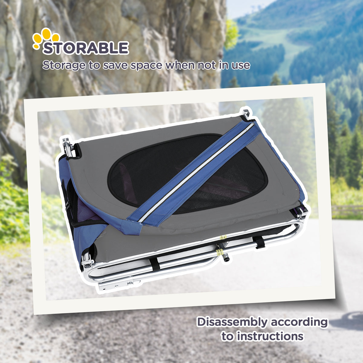 Folding Dog Bike Trailer Pet Cart Carrier for Bicycle Travel in Steel Frame with Hitch Coupler