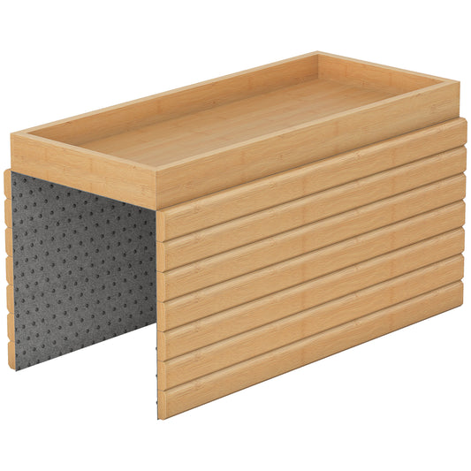Bamboo Sofa Arm Tray, Foldable Anti-Slip Armrest Tray for Drinks and Snacks, Natural Wood Finish