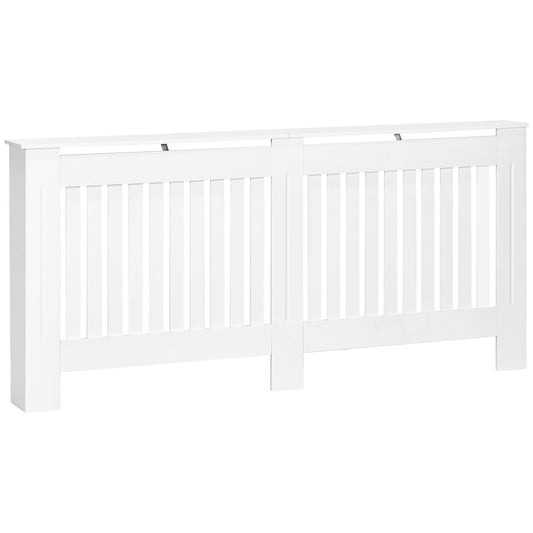 Slatted Radiator Cover Painted Cabinet MDF Lined Grill in White (172W x 19D x 81H cm)