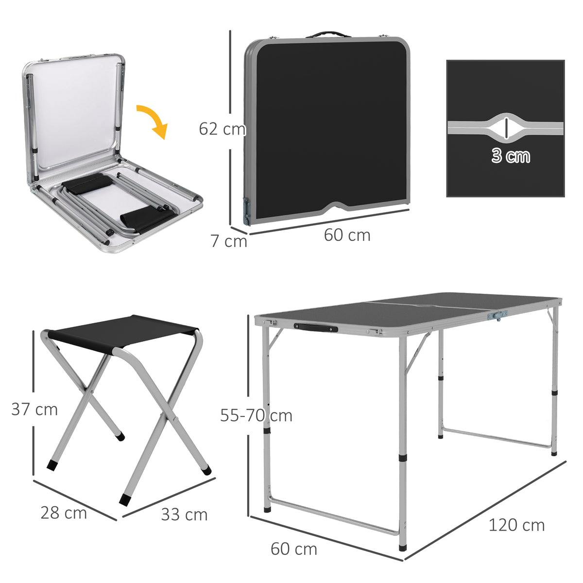 Four-Person Foldable Aluminium Picnic Set