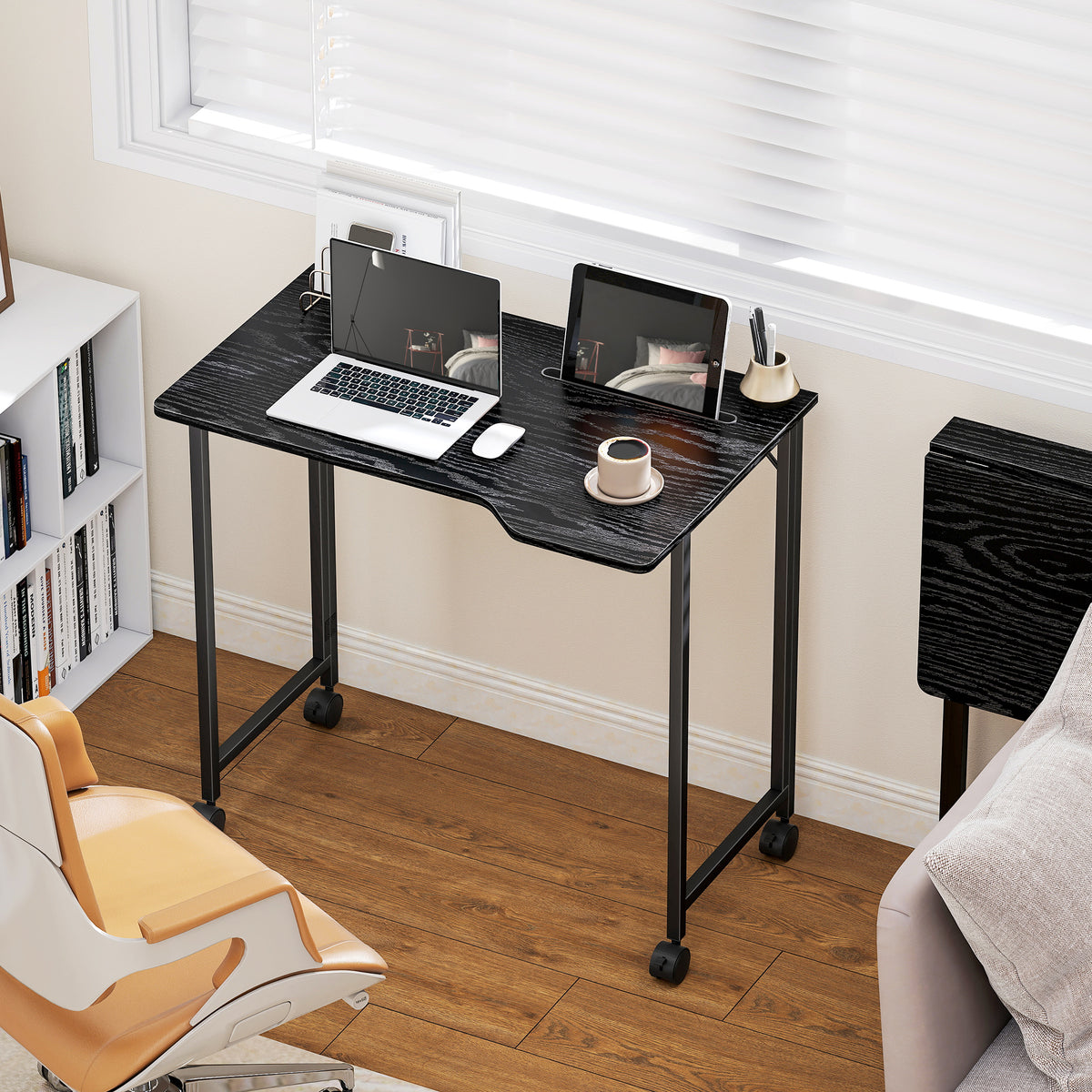 Folding Small Desk on Wheels