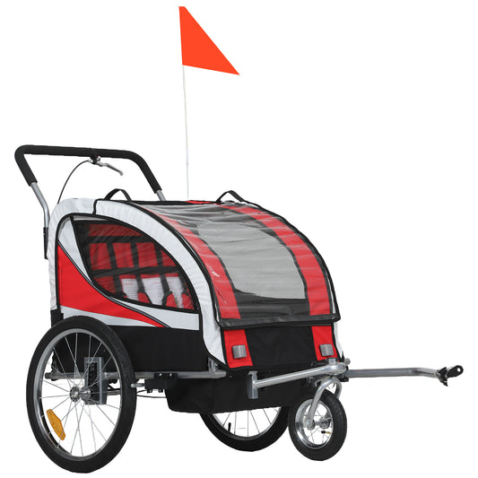 Baby Bike Trailer, Child Bicycle Trailer with 5 Point Harness, Steel Frame, Reflectors, Safety Flag, Hitch Coupler
