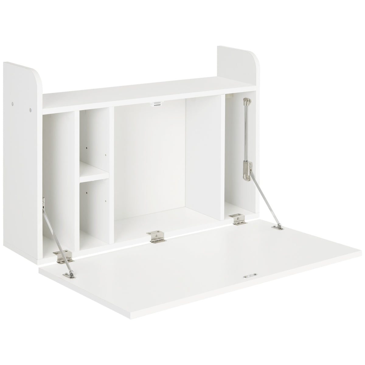 Wall Mounted Table, Drop Leaf Floating Laptop Desk with Space Saving Storage Compartments for Home Office and Study, 77cm x 20cm x 51cm