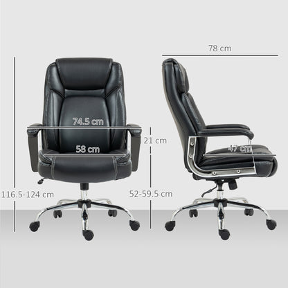 Ergonomic Office Chair, Heavy Duty Faux Leather Desk Chair with Tilt Function, Adjustable Height, 227kg 500LBS Swivel Computer Chair for Home Study, Black