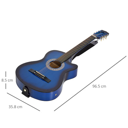 38 Inch Full Size Acoustic Electric Guitar, Classical Beginner Junior Adult Guitar Gloss Finish with Carrying Case, Strap, Picks, Spare Strings