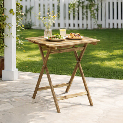Outdoor Coffee Table Foldable Wooden Garden Table for Patio Balcony Natural Wood