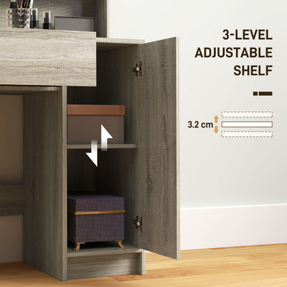Dressing Table and Stool Set, with Storage - Wood-Effect