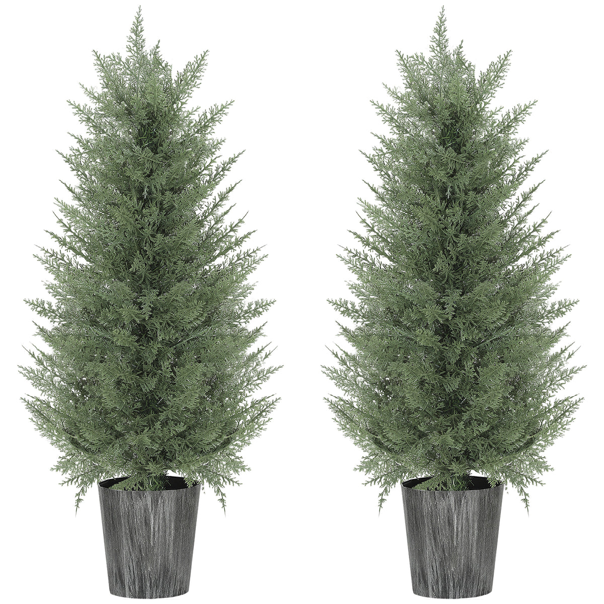 90cm Artificial Cypress Trees Set of 2, UV Resistant Artificial Plants with Decorative Pot, Fake Plants for Indoor Outdoor Decor, Green