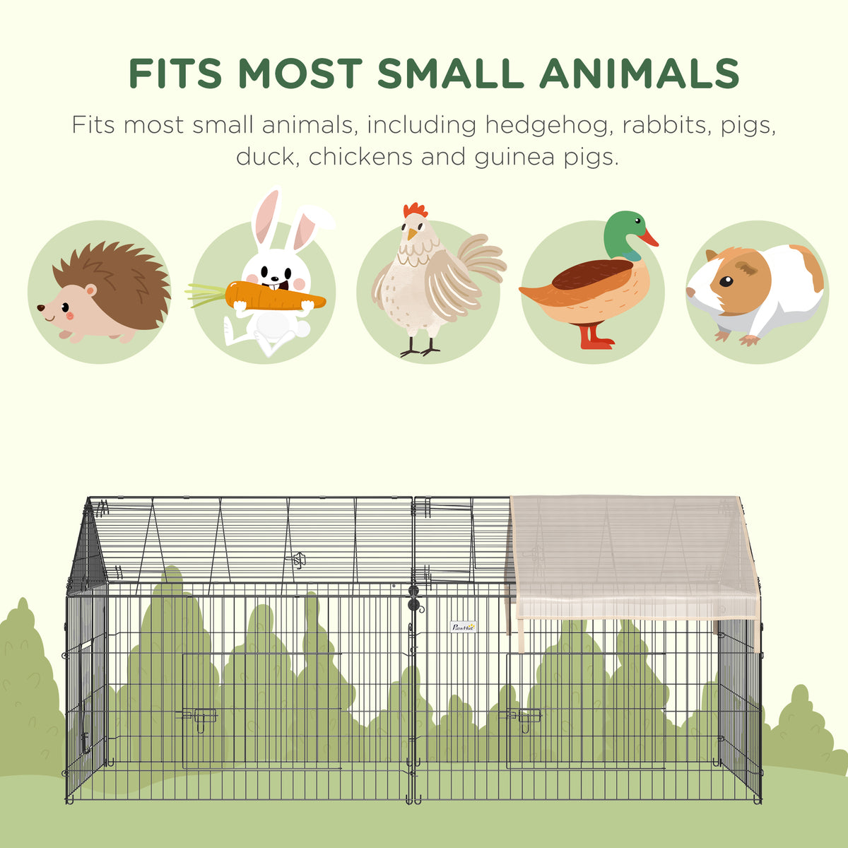 Metal Rabbit Run Playpen, Guinea Pig Cage, 220 x 103 x 103cm, Beige