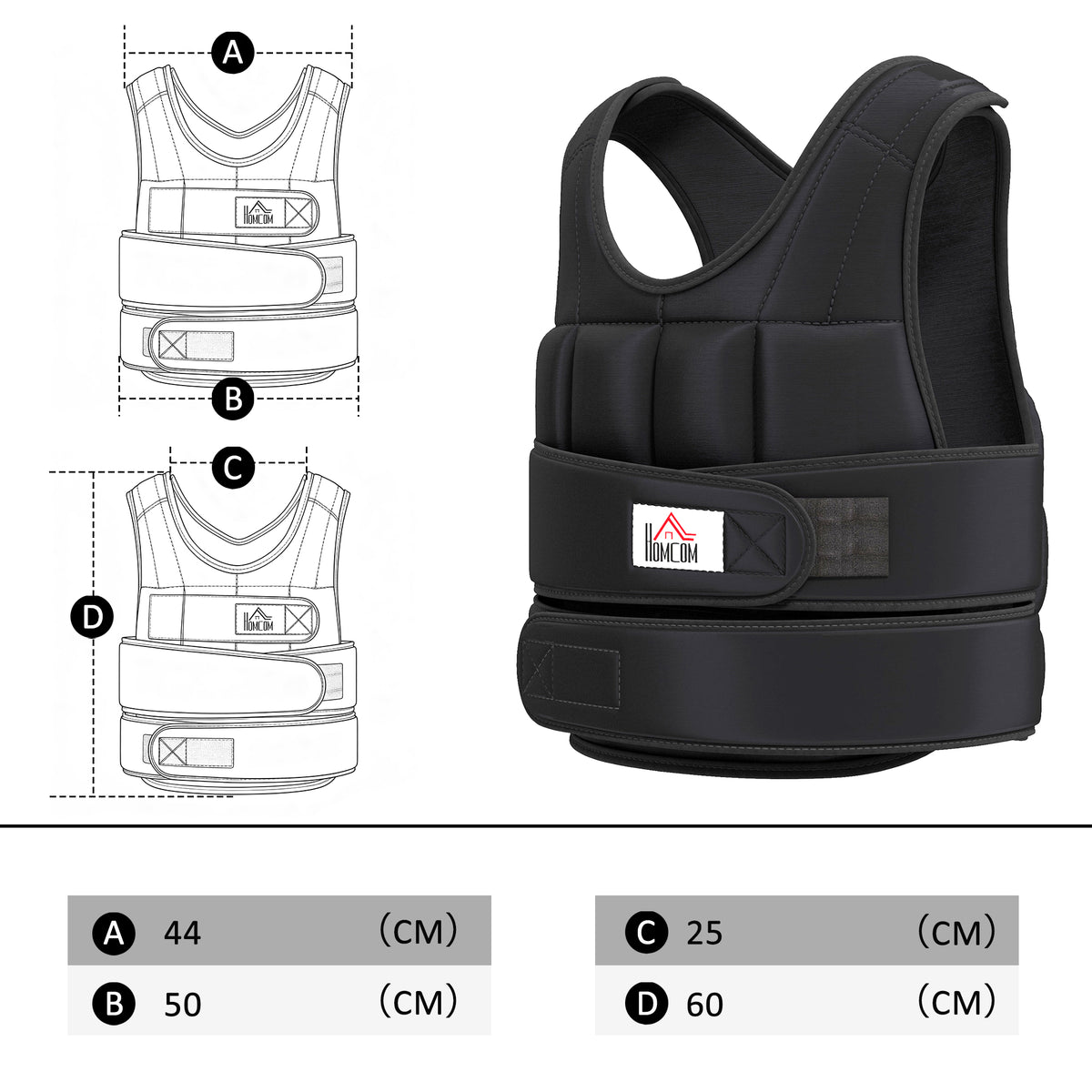 20KG Adjustable Weight Vest, Black
