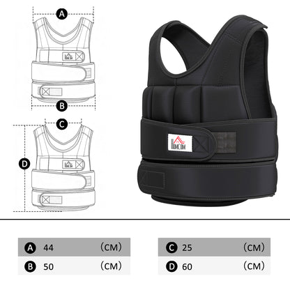 20KG Adjustable Weight Vest, Black
