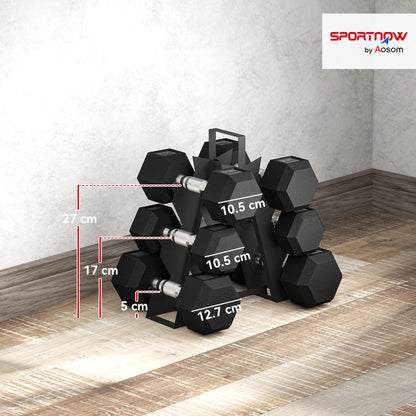 Hex Dumbbell Set with Weights Storage Rack, Rubber Coated Dumbbells, Non-Slip Chrome Handles, Space-Saving for Home Gym Weight Lifting Strength Training, 2 x 4kg, 2 x 6kg, 2 x 8kg