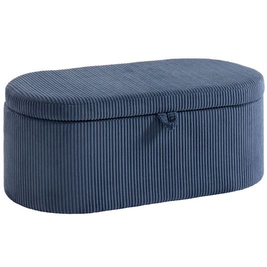 Storage Ottoman, Corduroy Upholstered Ottoman Storage Box with Padded Seat, 105 x 51 x 49 cm