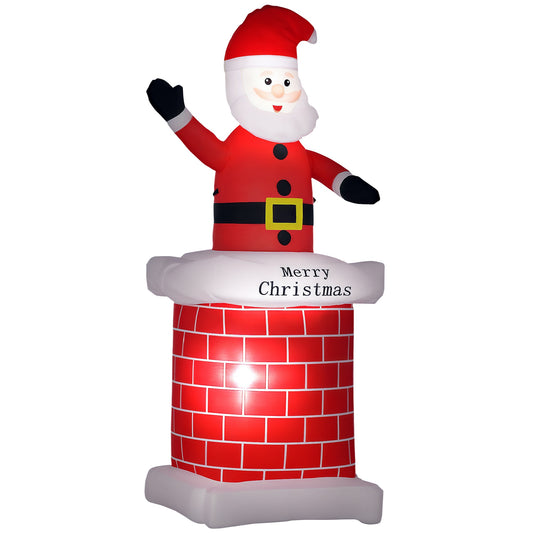 7ft Christmas Inflatable Santa Claus from Chimney, Blow-Up Outdoor LED Garden Display for Lawn, Party