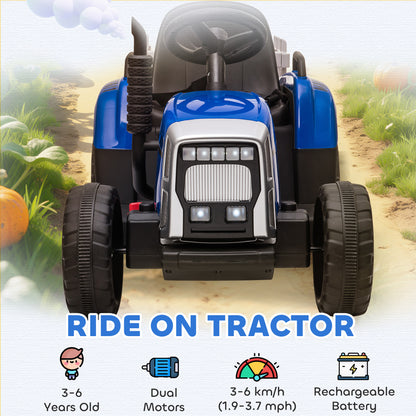 Ride On Tractor, Battery Powered Electric Car, with Detachable Trailer, Remote Control, Music