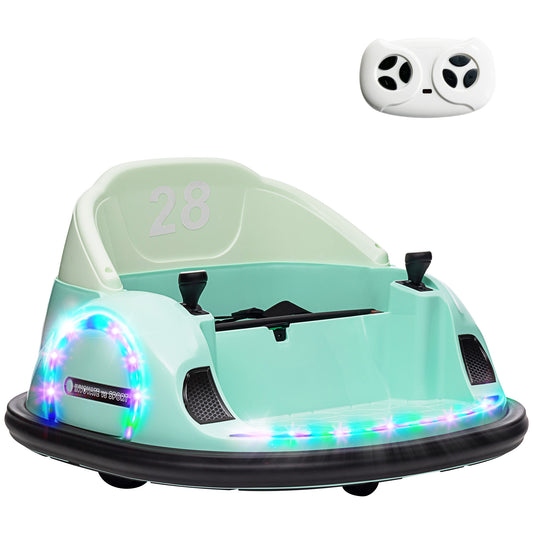 360° Rotation Kids Bumper Car, 12V Waltz Car with Remote Control, Dual Joystick, Music, Lights