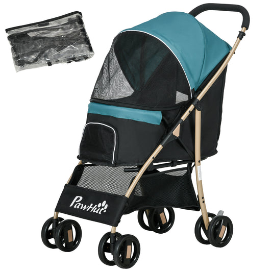 Pet Stroller for Small and Miniature Dogs, with Rain Cover