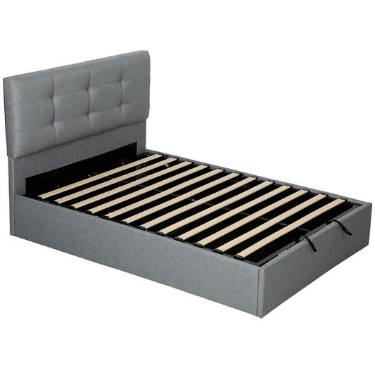 4ft6 Double Ottoman Bed with Gas Lift Storage - Grey