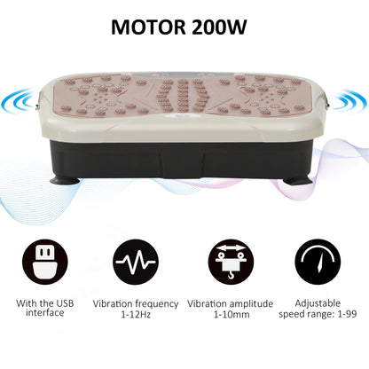 Vibration Plate Exercise Machine, Quiet Vibrating Plate for Weight Loss and Lymphatic Drainage with Resistance Bands, Remote Control, 99 Speed Levels