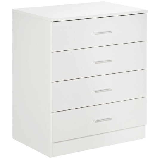 Chest of Drawers, 4 Drawers Storage Cabinet with Metal Rails, Anti-Tip for Playroom, Nursery Room, Hallway, etc